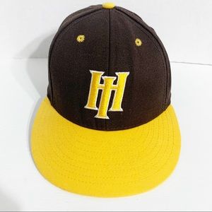 Calhead HI Bombers Six Panel Baseball Cap Size 7 1/4 🟫🟨 Brown Gold Embroidered